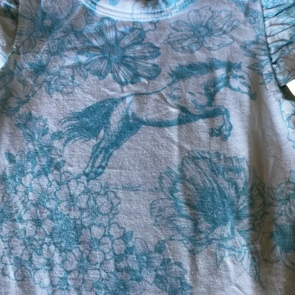 Posh Peanut Parz Floral Blue Kids Onesie 0-3 months - Picture 3 of 6